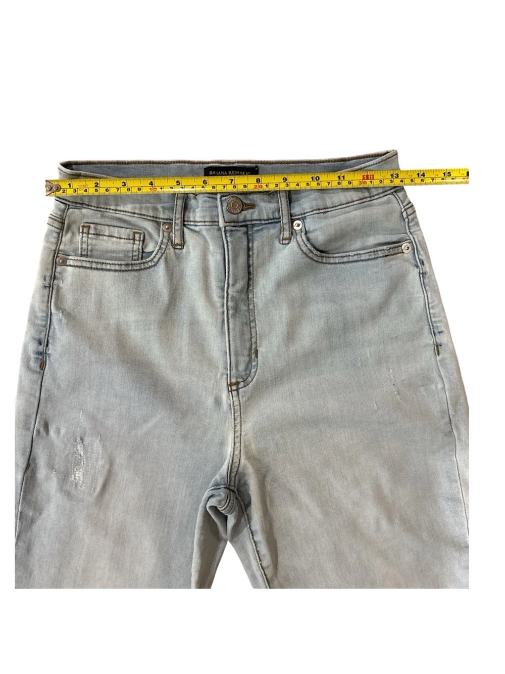 Banana Republic High Rise Skinny Jeans 28 Light Wash Distressed Size 6 - Picture 4 of 9